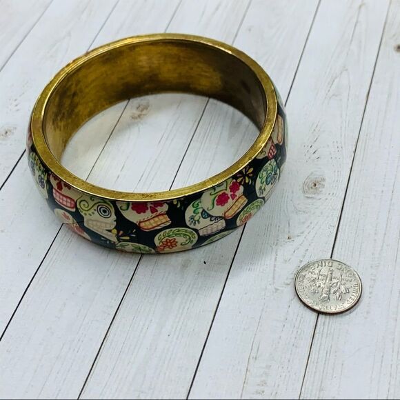 Skull Brass Bangle  - Picture 1 of 3